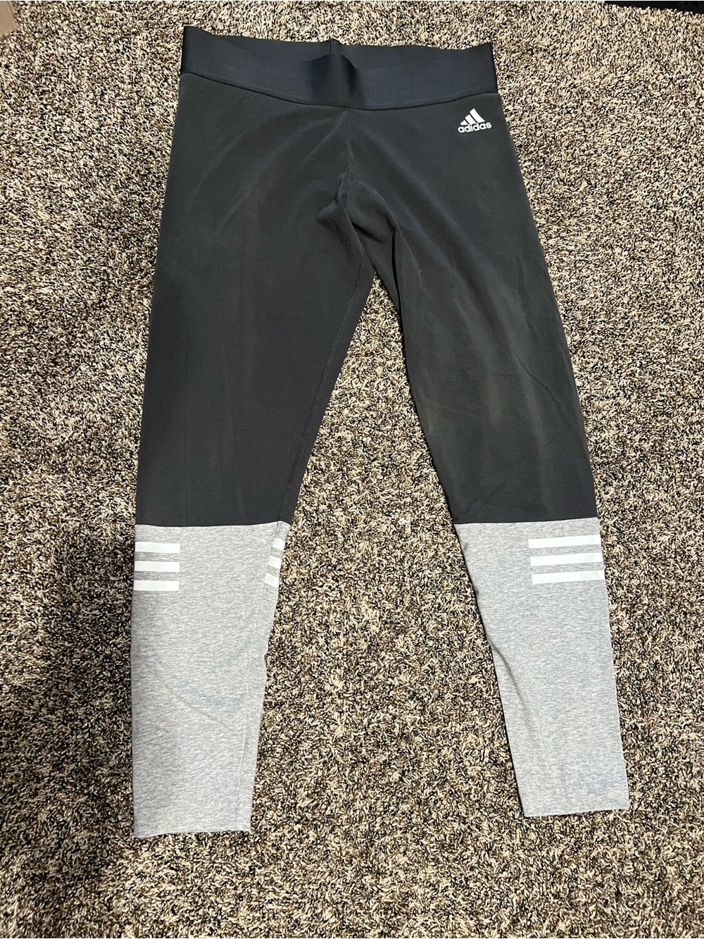 Adidas Women’s Black and Gray Colorblock Leggings